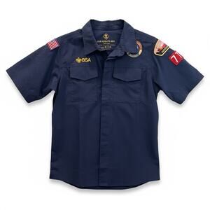Cub Scout Boy Scouts BSA UNIFORM SHIRT Youth Large Short Sleeve Sewn Patches